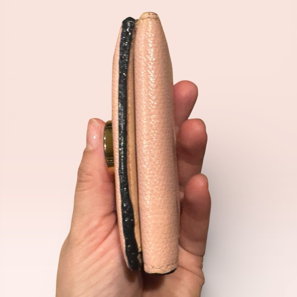 Fendi Compact Leather Wallet Blush Pink Gold Tone Logo Snap Closure - Picture 9 of 9